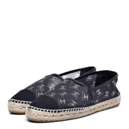 Chanel Mesh Grosgrain CC Espadrilles 39 Black White 3 of 8