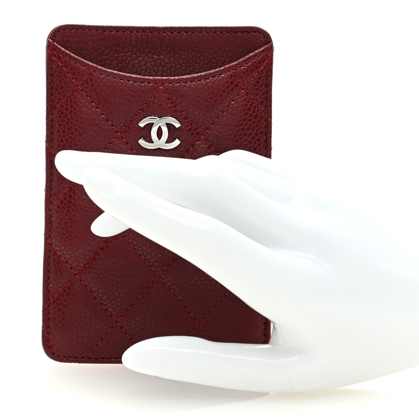 Caviar Quilted Phone Holder Dark Red