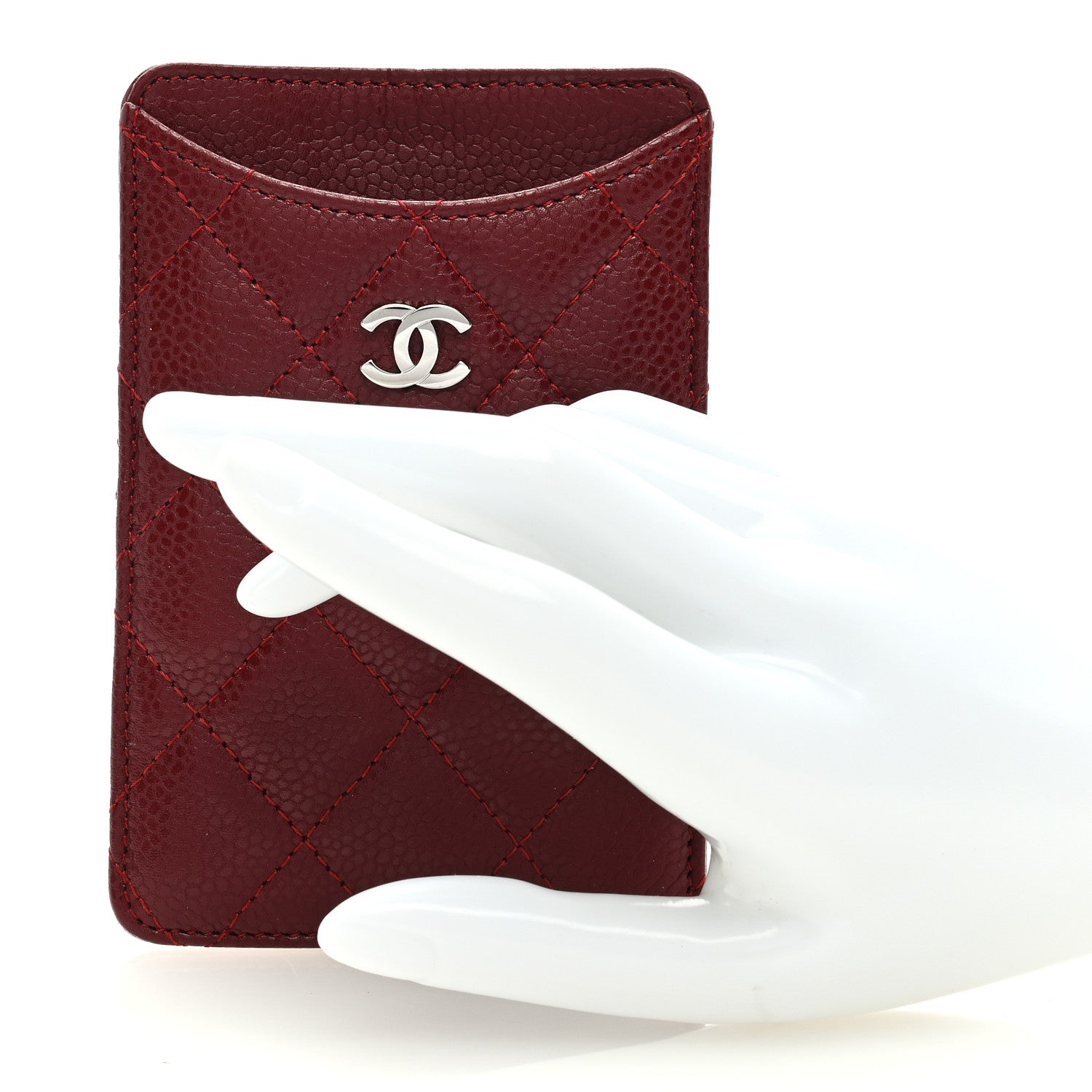 Chanel Caviar Quilted Phone Holder Dark Red 2 of 7