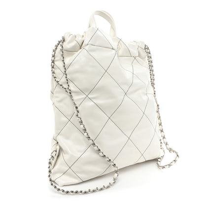 Chanel Shiny Calfskin Quilted Chanel 22 Backpack White Black 3 of 9