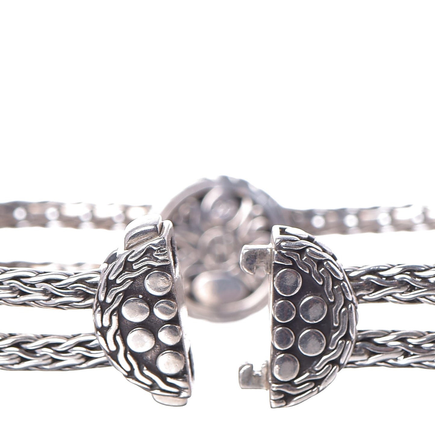 Sterling Silver Dot Rope Disc Bracelet