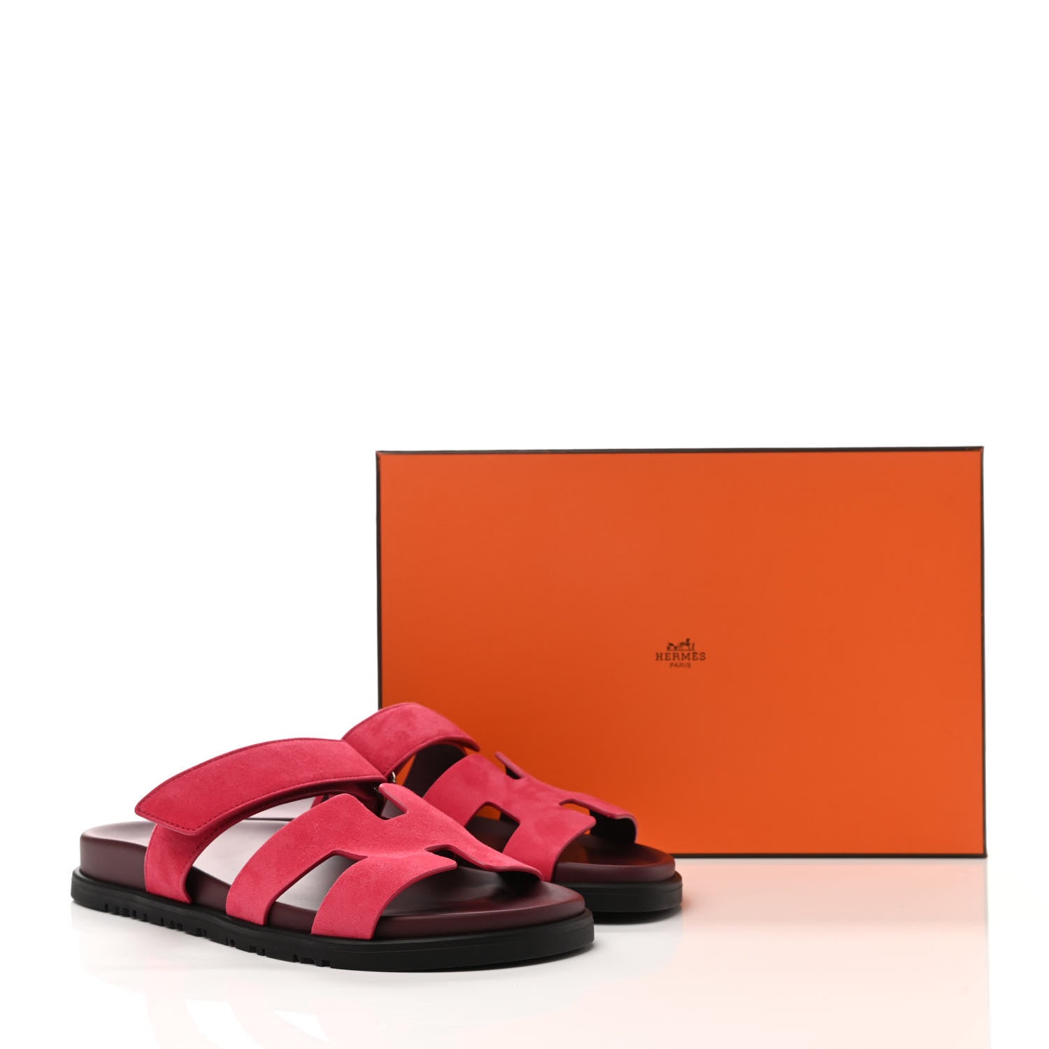 Hermes Suede Goatskin Womens Chypre Sandals 38.5 Rose Framboise 9 of 9