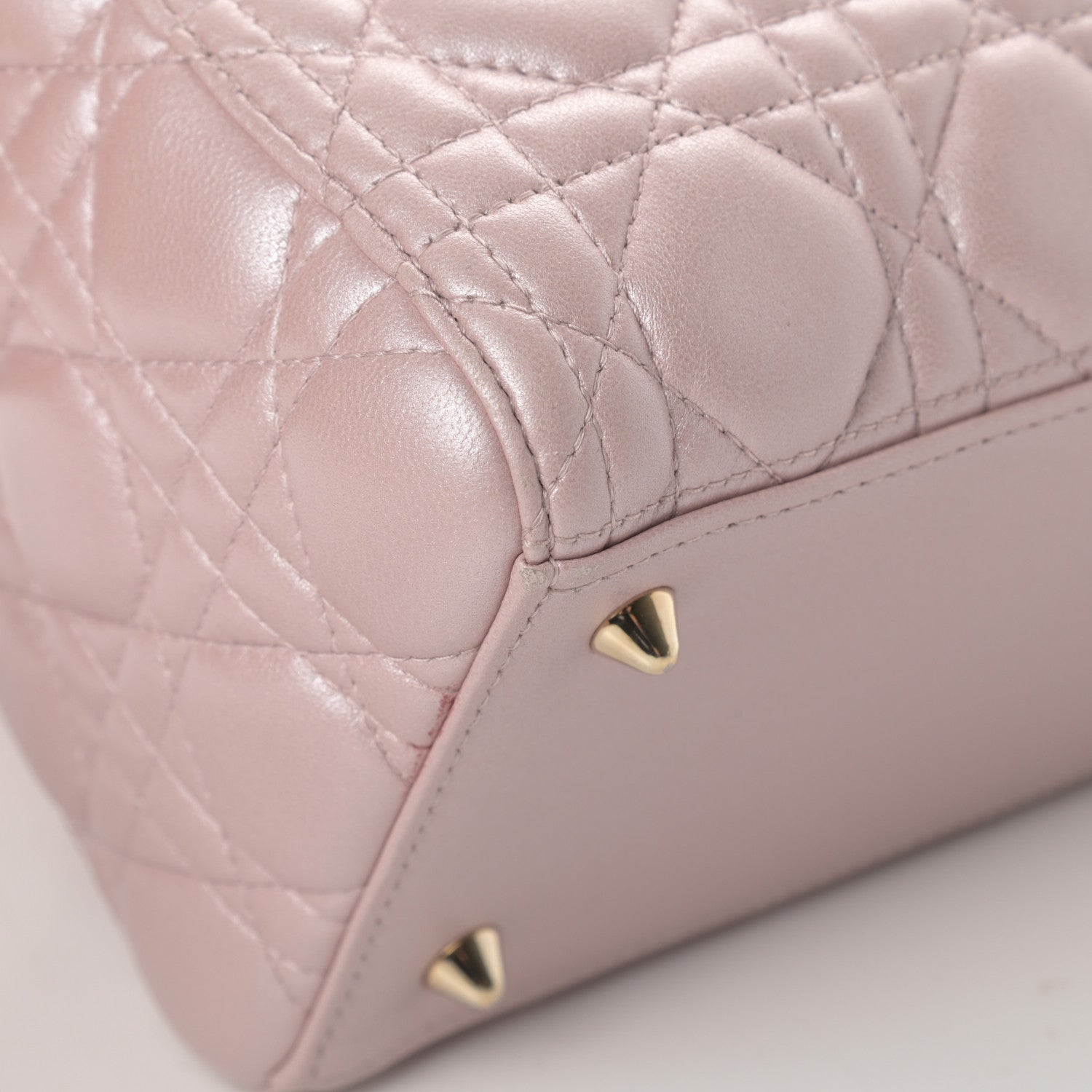 Christian Dior Pearly Lambskin Cannage Medium Lady Dior Lotus 9 of 16