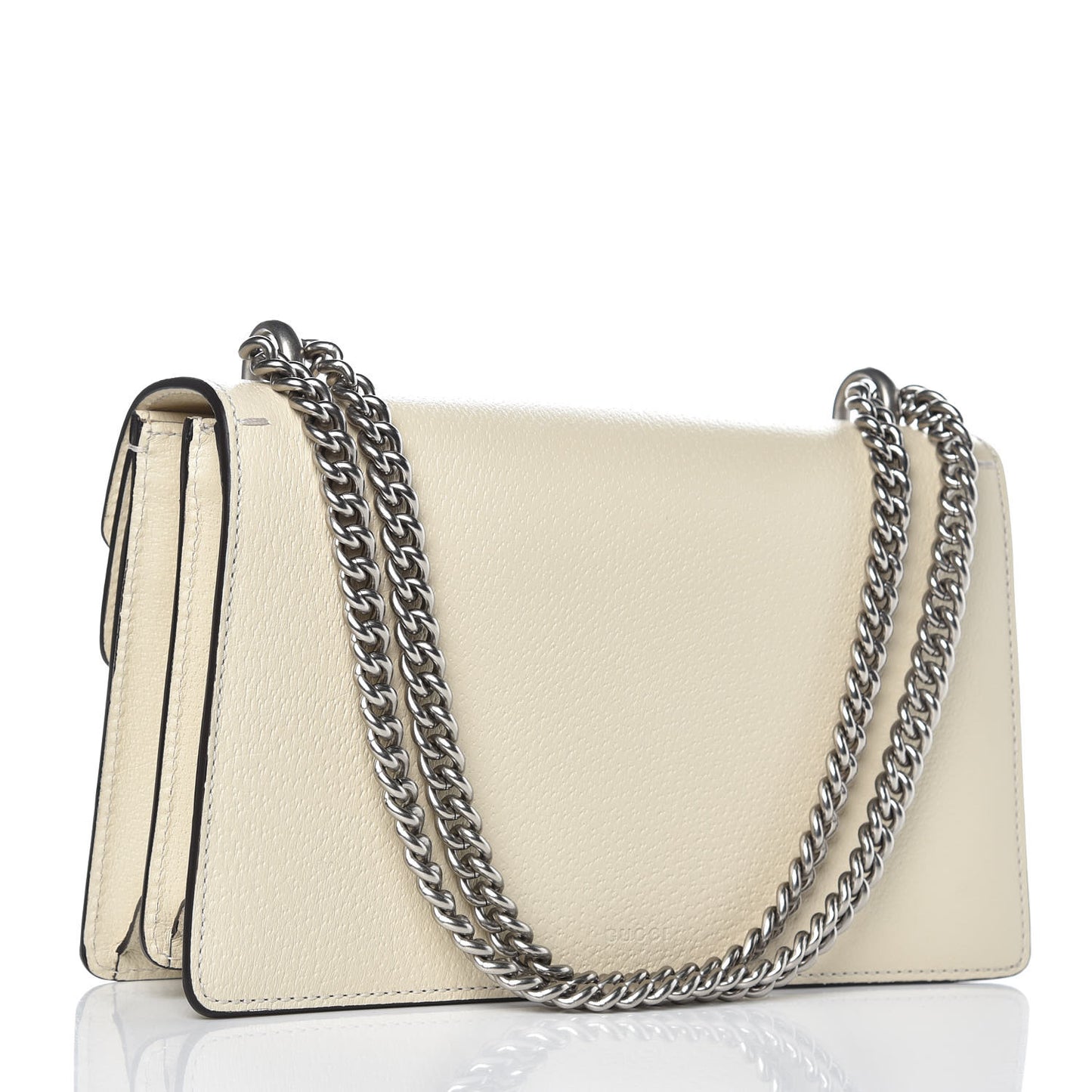 Textured Calfskin Crystal Small Dionysus Shoulder Bag Mystic White