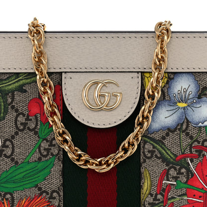 Gucci GG Supreme Monogram Flora Web Small Ophidia Chain Shoulder Bag White 9 of 14