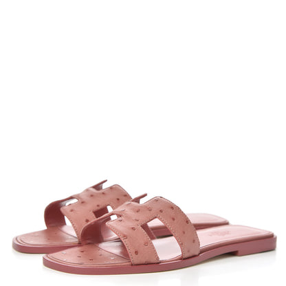 Hermes Ostrich Oran Sandals 36.5 Terre Cuite 3 of 9