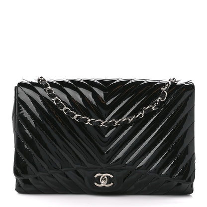 Chanel Patent Chevron Quilted Maxi Single Flap Black 1 of 11
