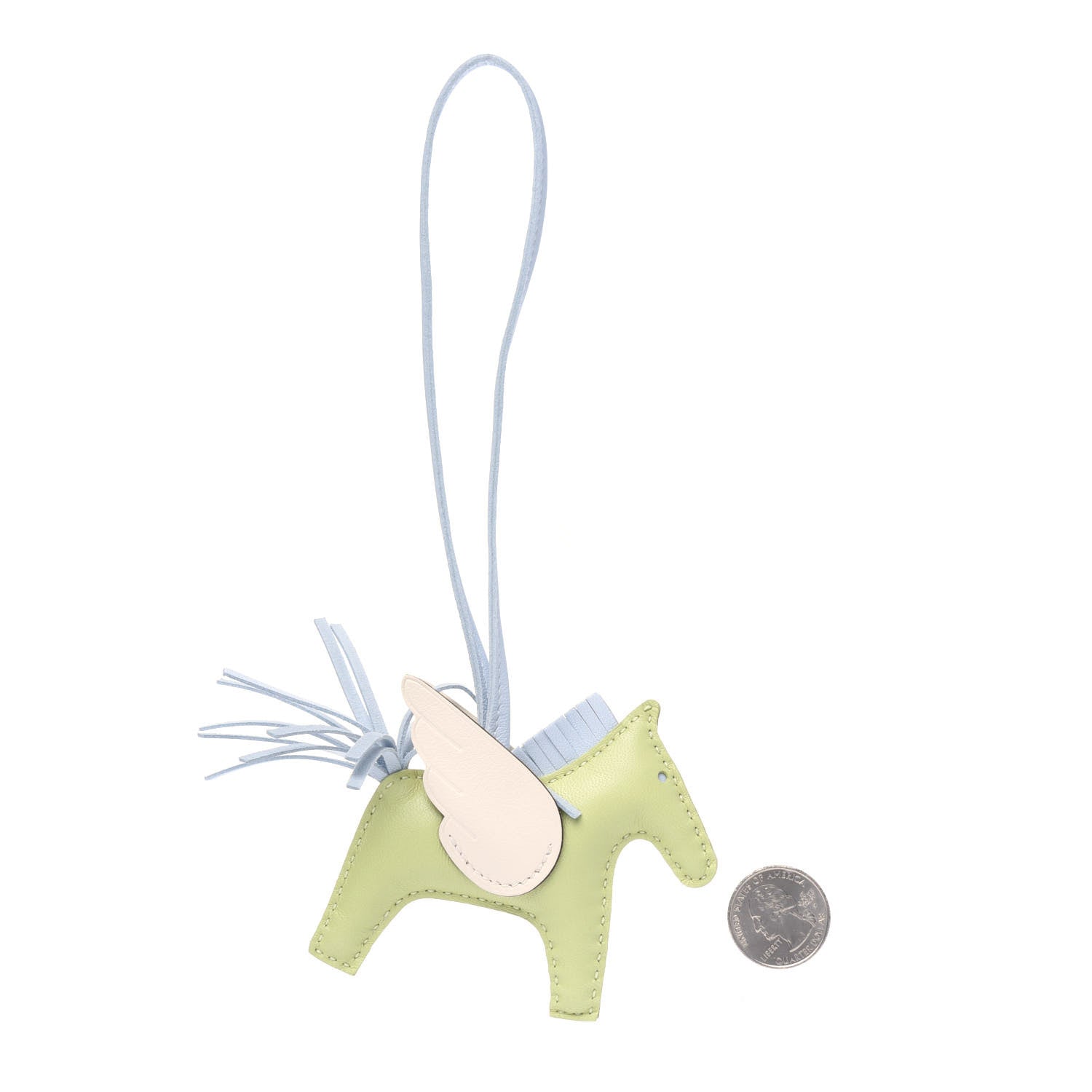 Hermes Milo Lambskin Grigri Rodeo Pegase Horse Bag Charm PM Jaune Bourgeon Bleu Brume Nata 2 of 2