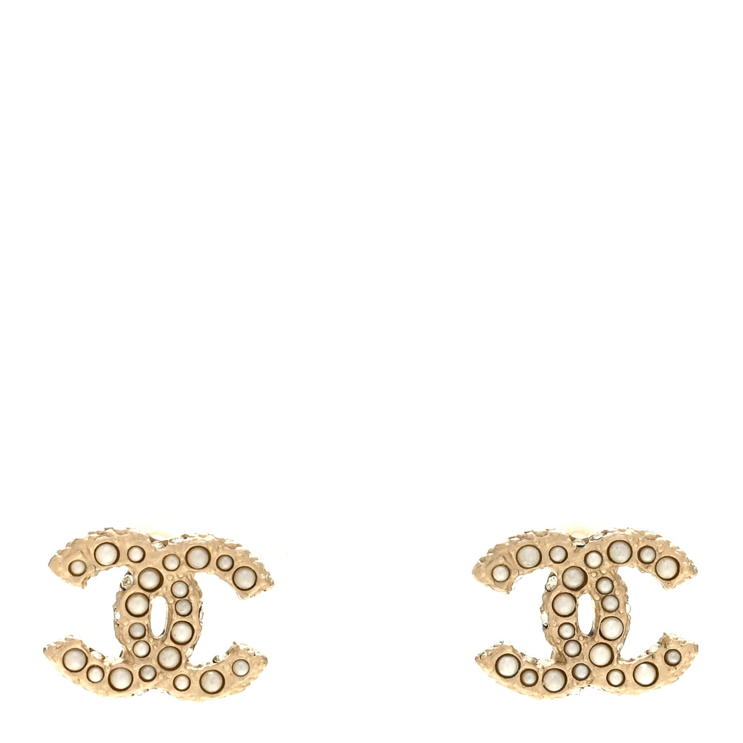 Metal Graduated Pearl Crystal CC Earrings Light Gold