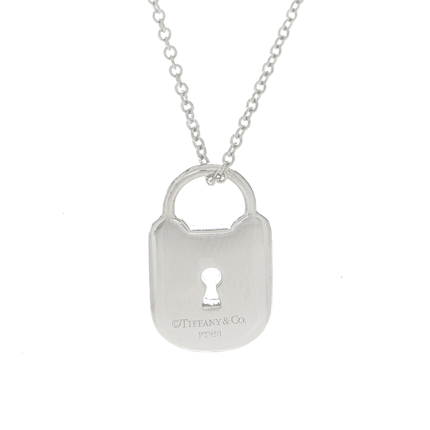 Platinum Diamond Small Lock Pendant Necklace