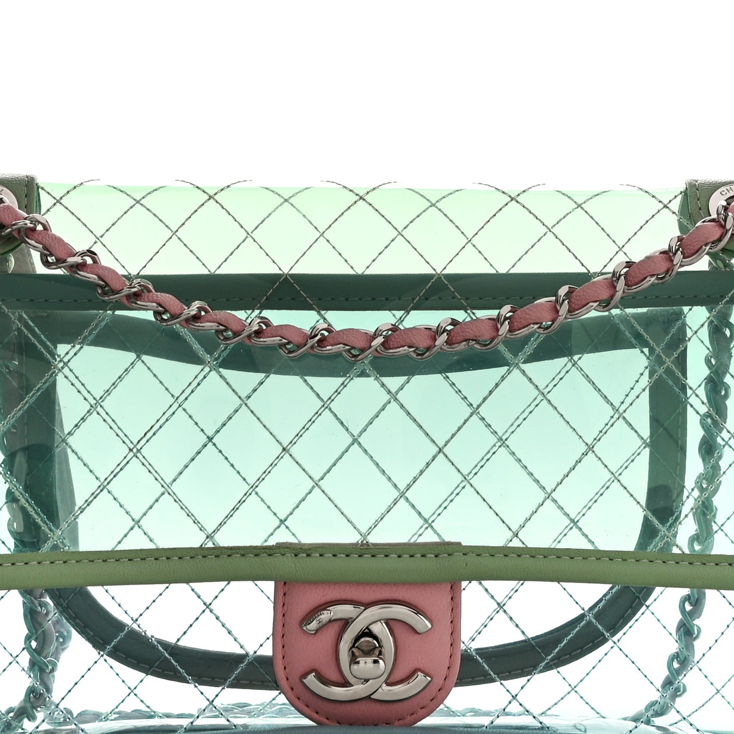 Lambskin PVC Quilted Medium Coco Splash Flap Blue Green