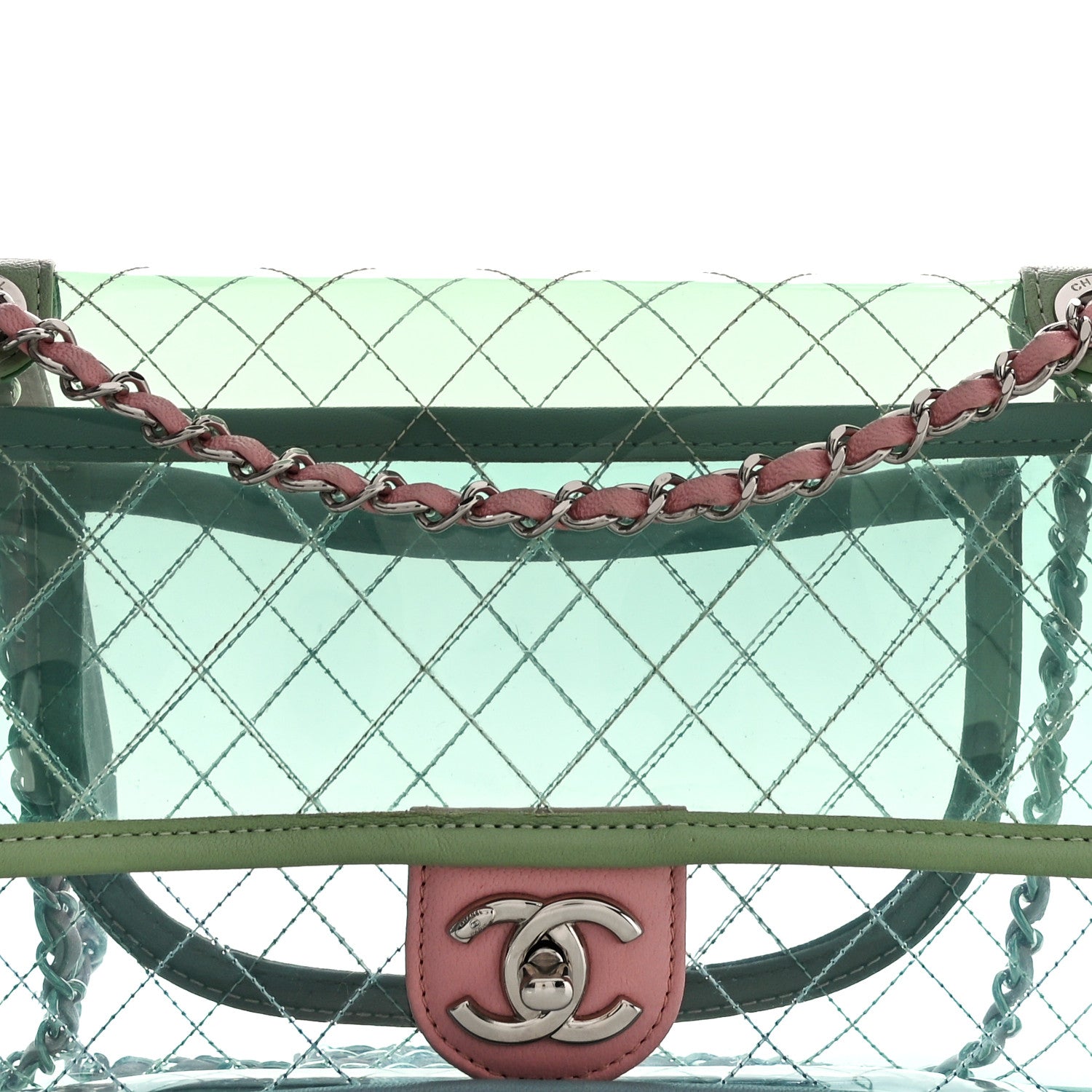 Chanel Lambskin PVC Quilted Medium Coco Splash Flap Blue Green 7 of 9