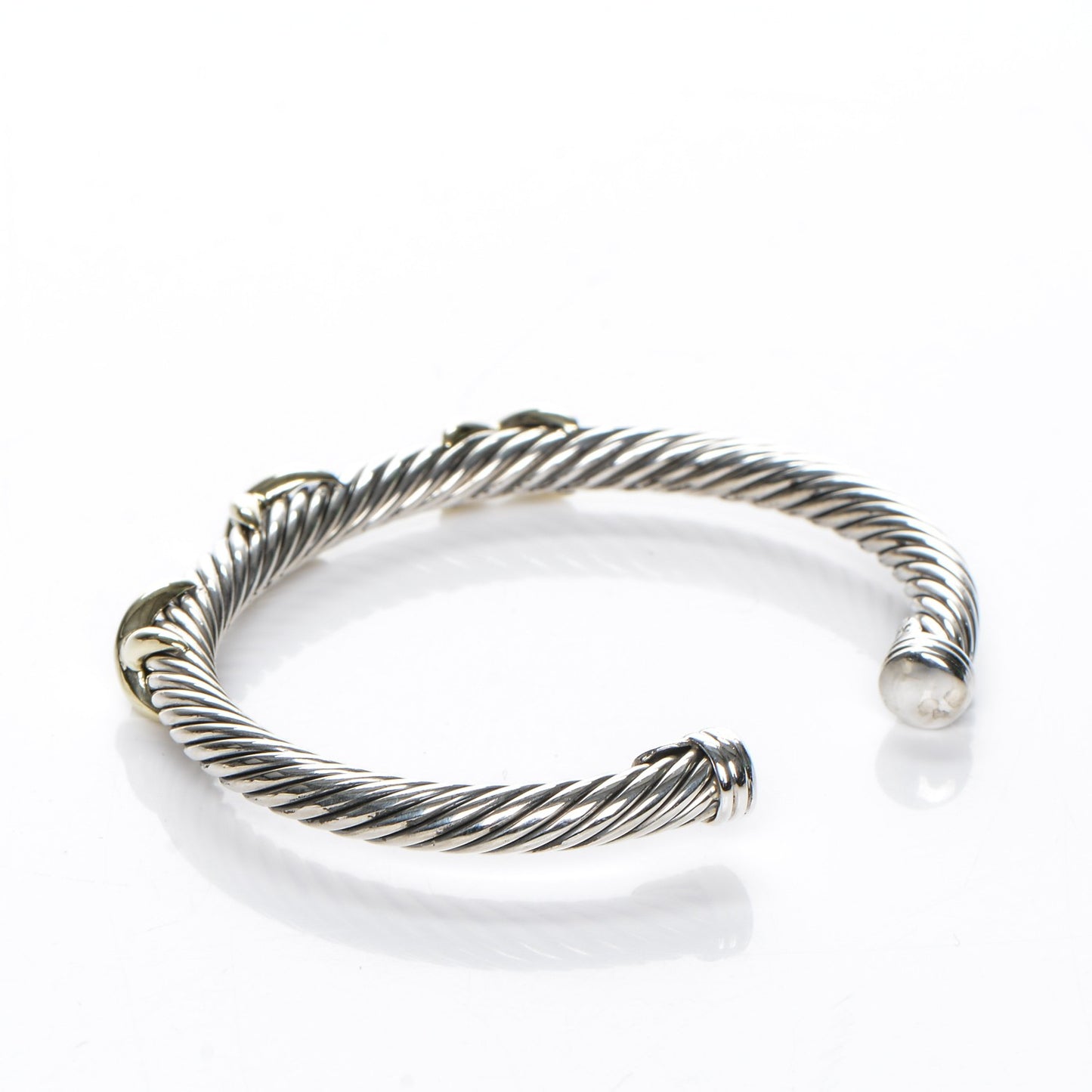 Sterling Silver 14K Yellow Gold 5mm Triple X Cable Bracelet