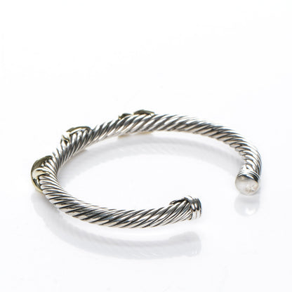 David Yurman Sterling Silver 14K Yellow Gold 5mm Triple X Cable Bracelet 3 of 4