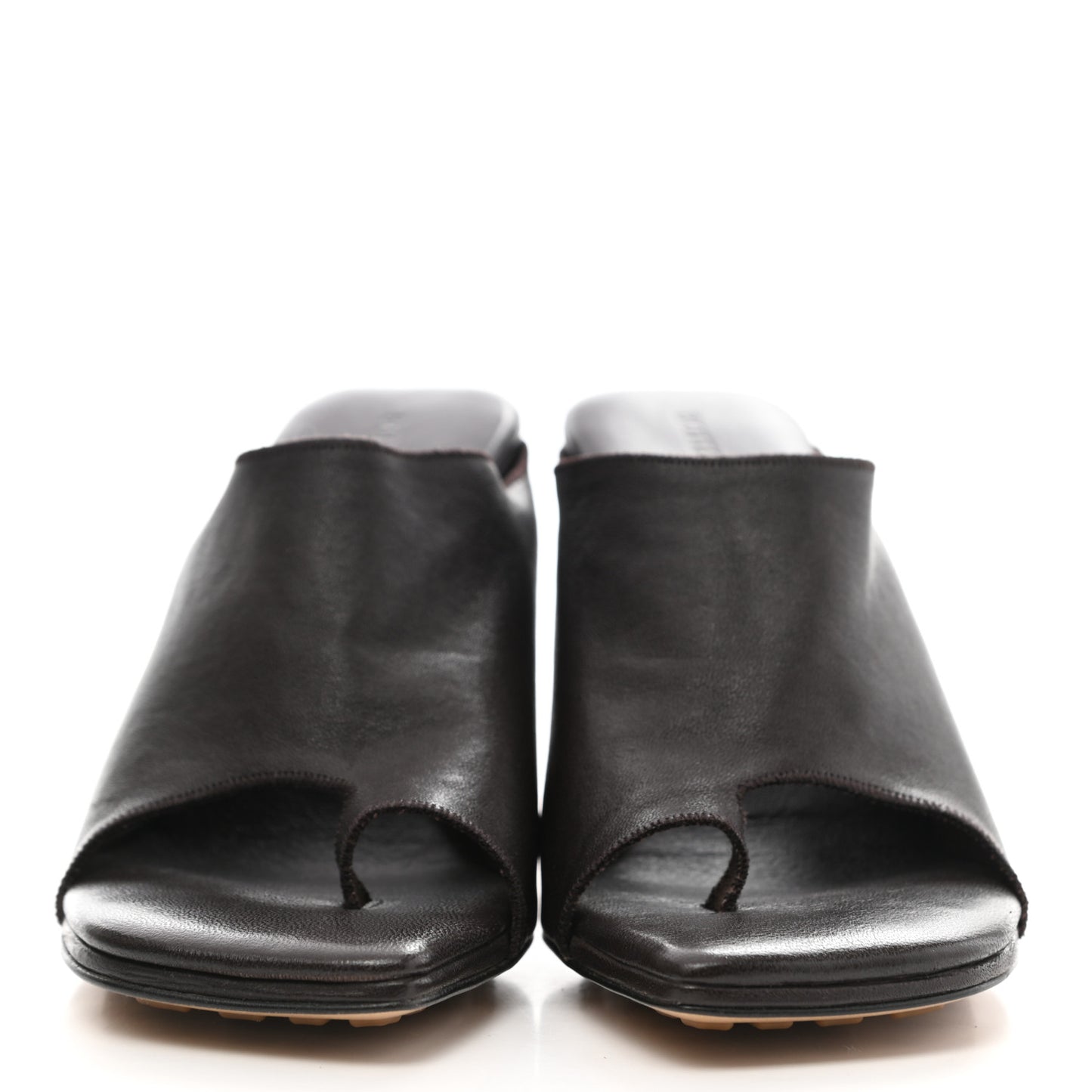 Nappa Square Toe Slip-On Mule Sandals 38 Brown