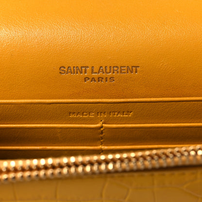 Saint Laurent Calfskin Crocodile Embossed Medium Classic Monogram Kate Tassel Satchel Saffron 5 of 12