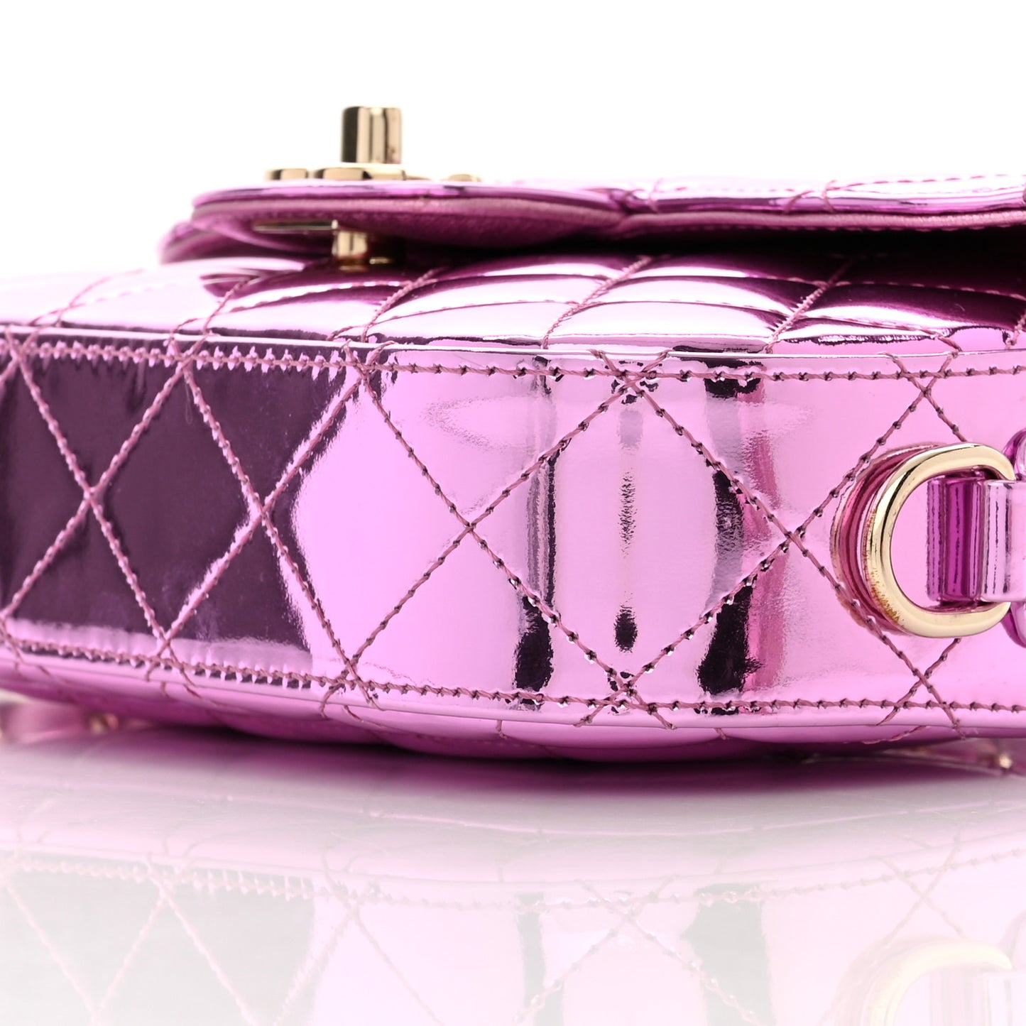 Mirror Calfskin Metallic Calfskin Quilted Hollywood Boulevard Mini Flap With Coin Purse Light Purple