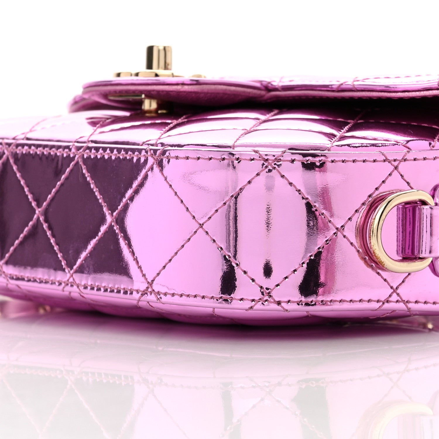 Chanel Mirror Calfskin Metallic Calfskin Quilted Hollywood Boulevard Mini Flap With Coin Purse Light Purple 11 of 11