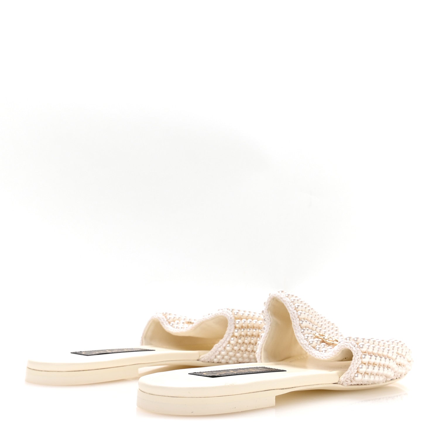 Chanel Pearl Crystal CC Mules Sandals 40 Ivory 5 of 9