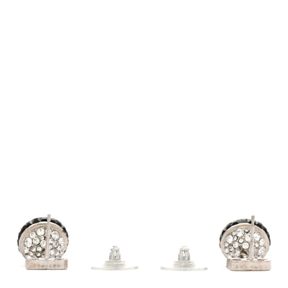 Chanel Crystal CC Ball Drop Earrings Black Silver 3 of 5