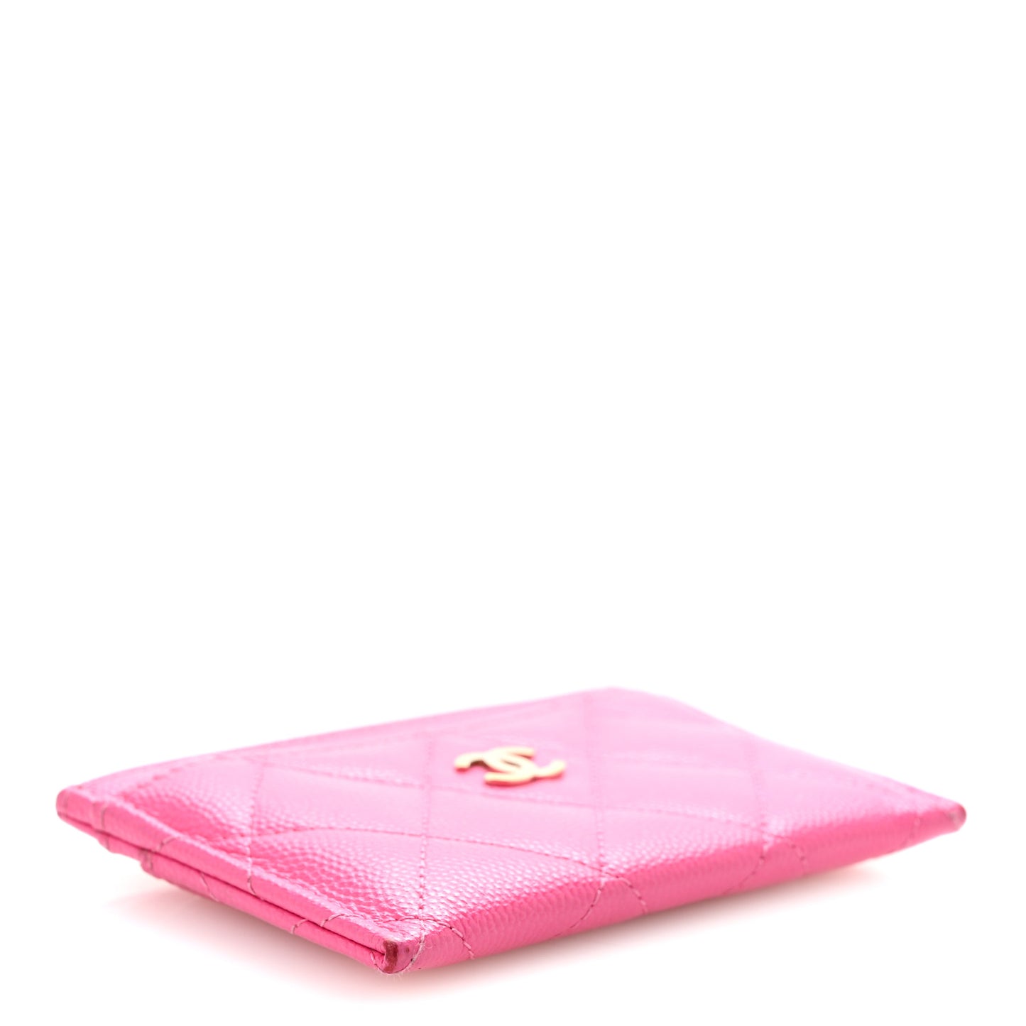 Caviar Quilted Card Holder Fuchsia
