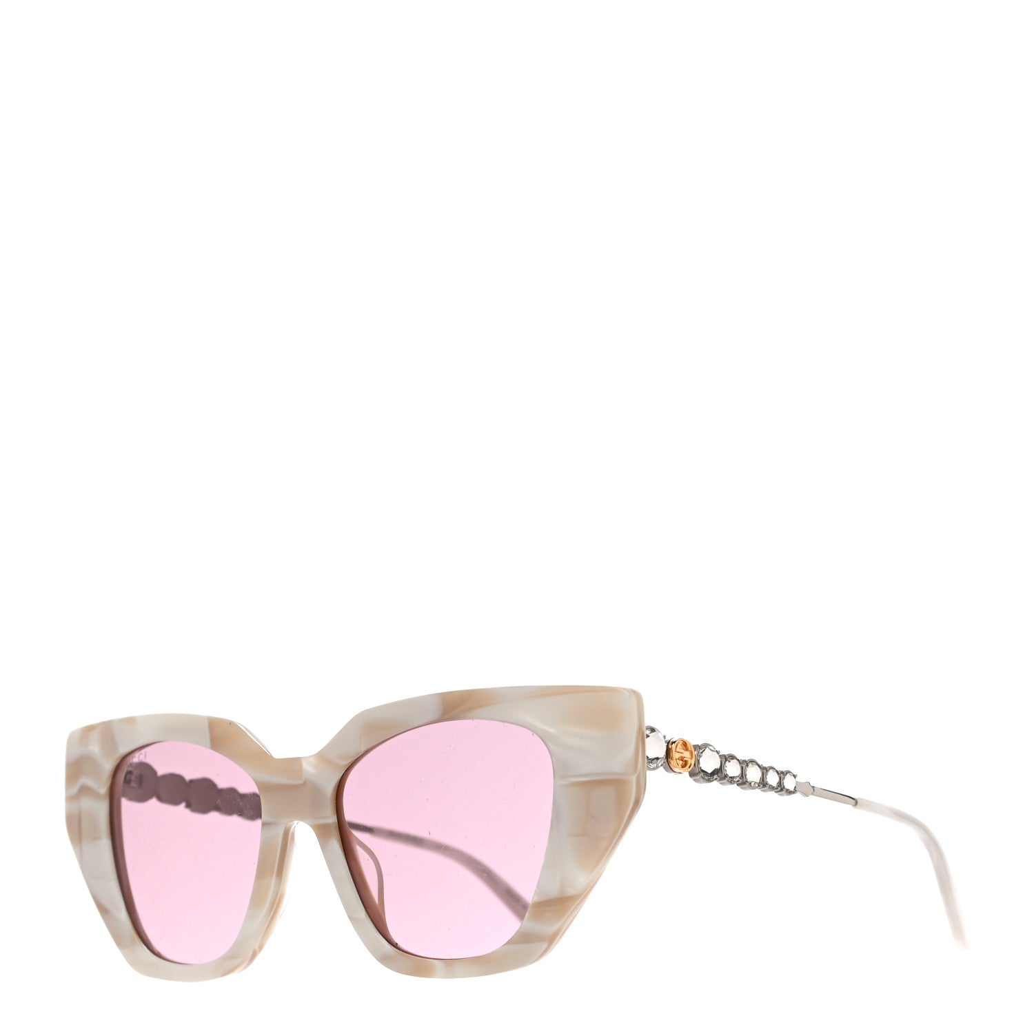 Gucci Crystal Embellished Cat Eye GG0641S Sunglasses White 1 of 7