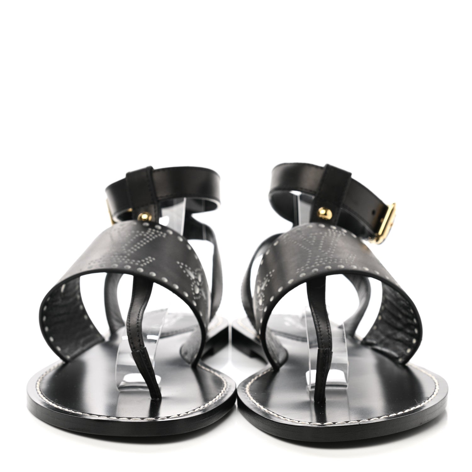 Louis Vuitton Soft Calfskin Perforated Horizon Flat Sandals 38 Black 2 of 8