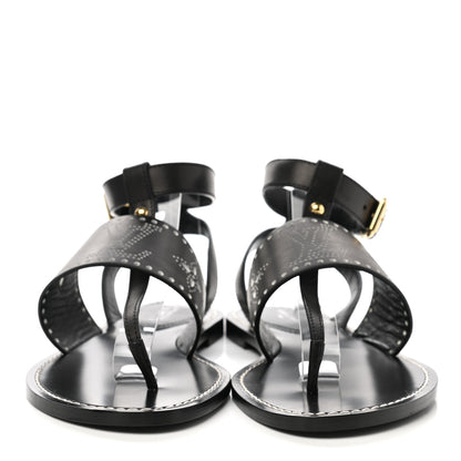 Louis Vuitton Soft Calfskin Perforated Horizon Flat Sandals 38 Black 2 of 8