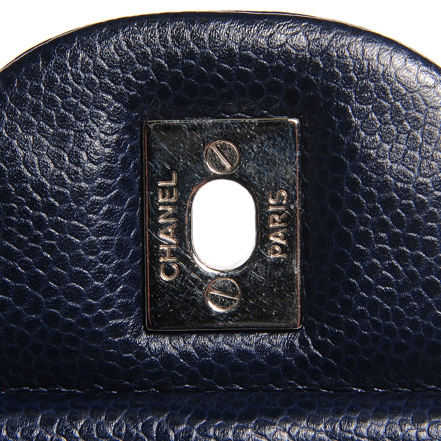 Caviar Quilted Maxi Double Flap Dark Blue