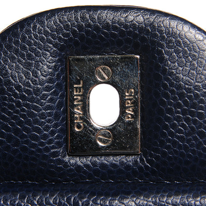 Chanel Caviar Quilted Maxi Double Flap Dark Blue 6 of 9