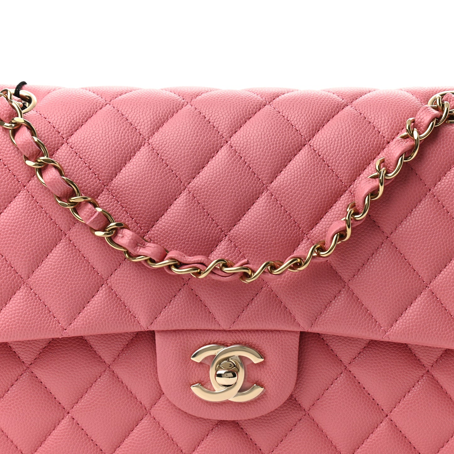 Caviar Quilted Medium Double Flap Pink