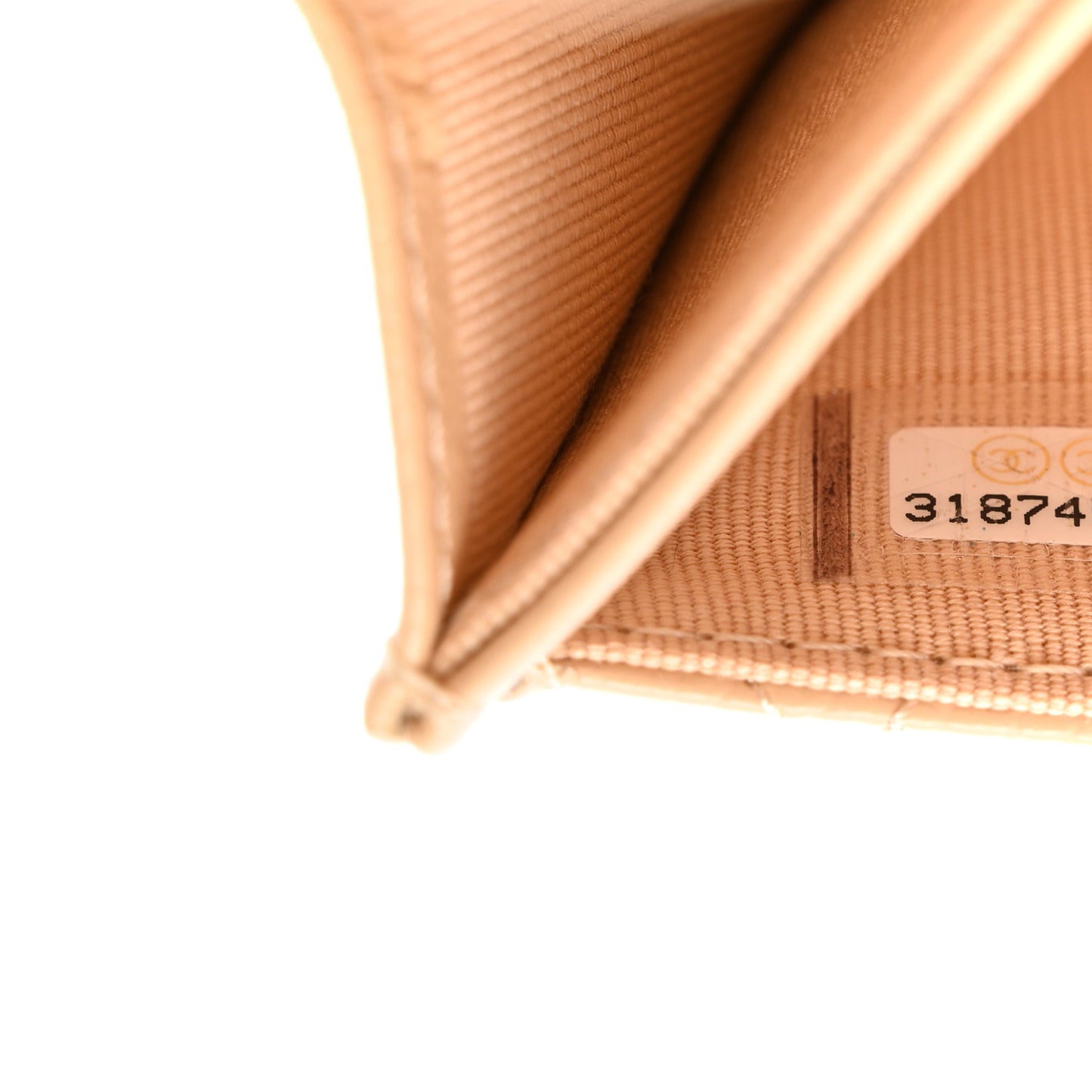 Caviar Quilted Flap Card Holder Wallet Beige