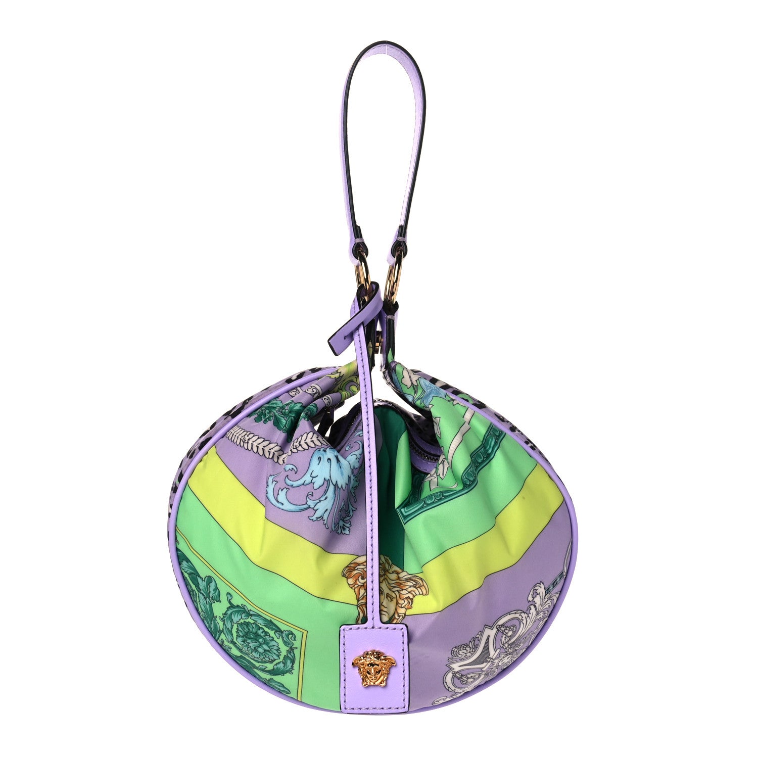 Versace Nylon Calfskin Barocco Mosaic Print Hobo Bag Jacaranda Multicolor 3 of 14