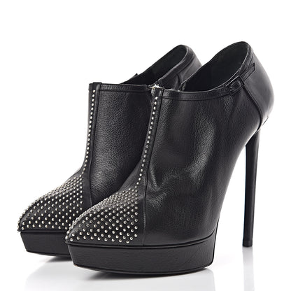 Saint Laurent Calfskin Studded Janis 105 Boots 37.5 Black 3 of 12