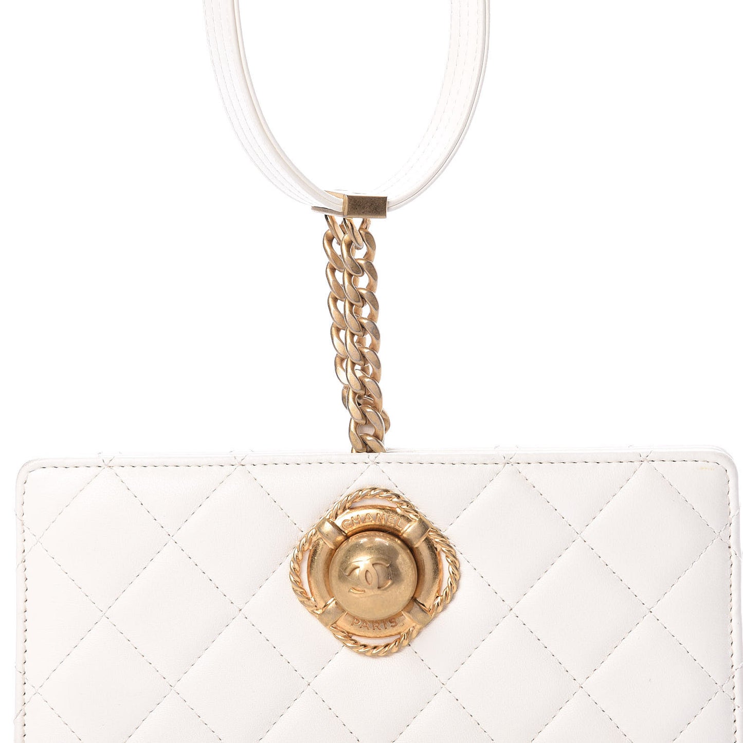 Lambskin Quilted Evening By The Sea Clutch White