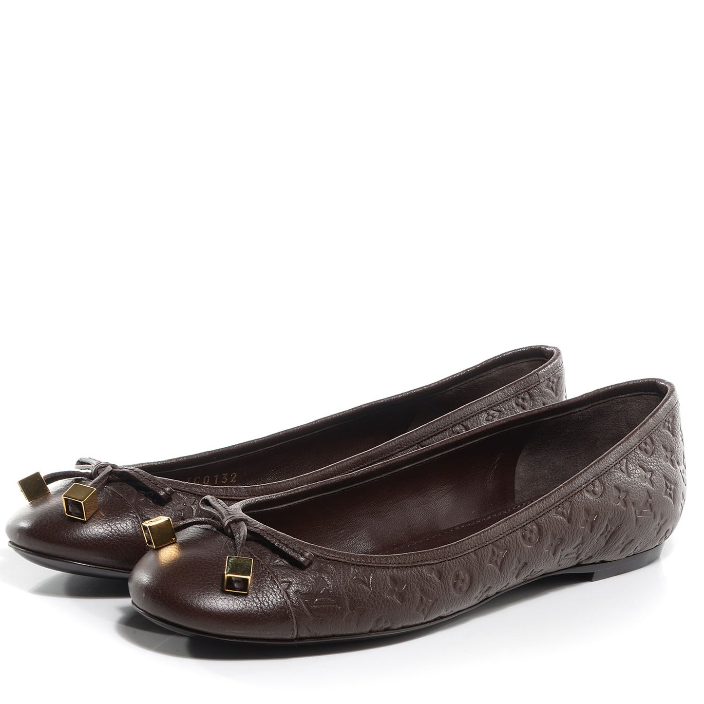 Calfskin Embossed Monogram Debbie Ballerina Flats 38.5 Brown