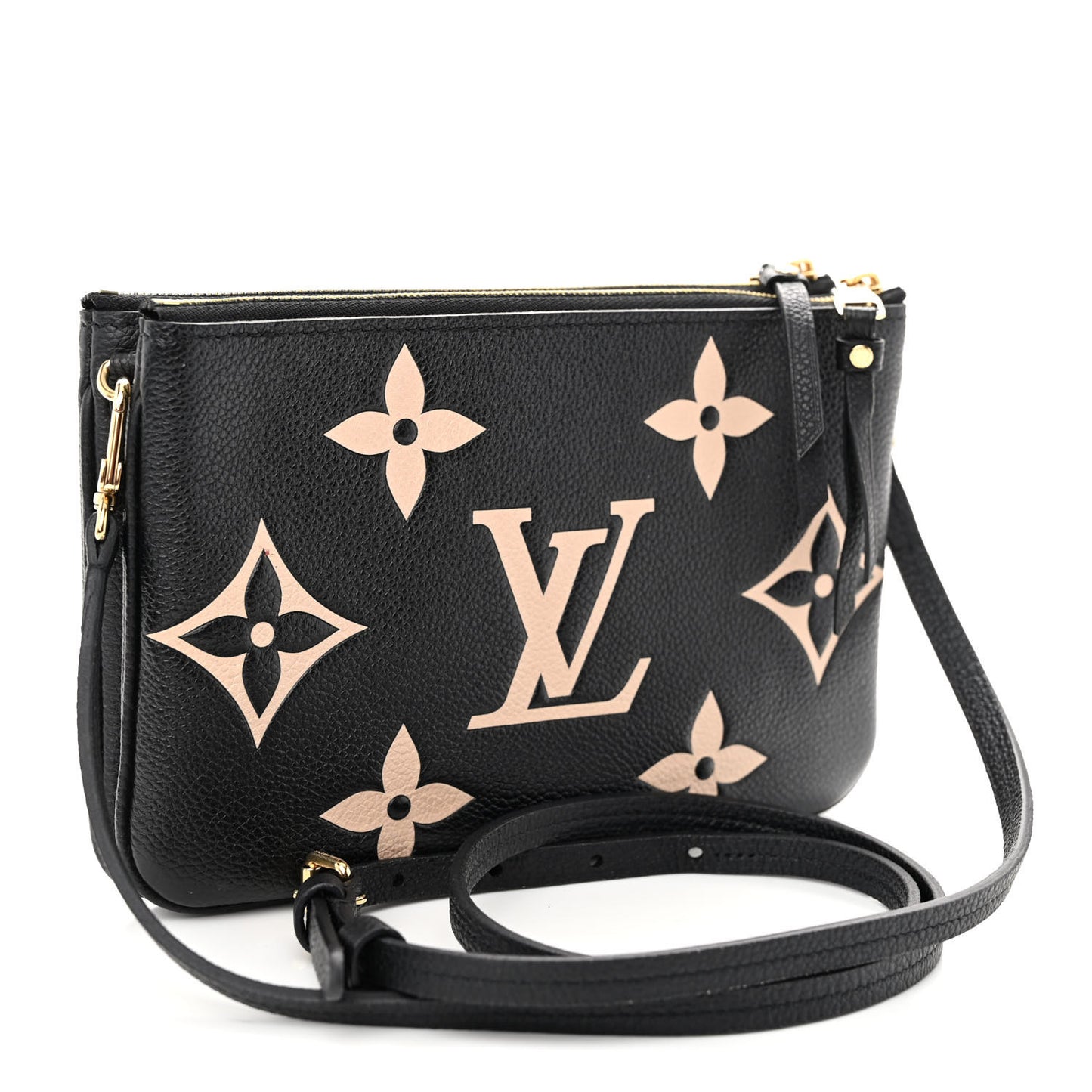 Empreinte Monogram Giant Double Zip Pochette Black Cream