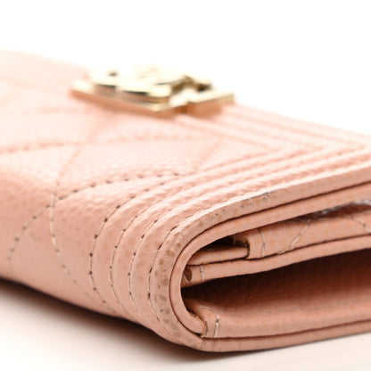 Chanel Caviar Quilted Boy Card Holder Wallet Light Pink 12 of 14
