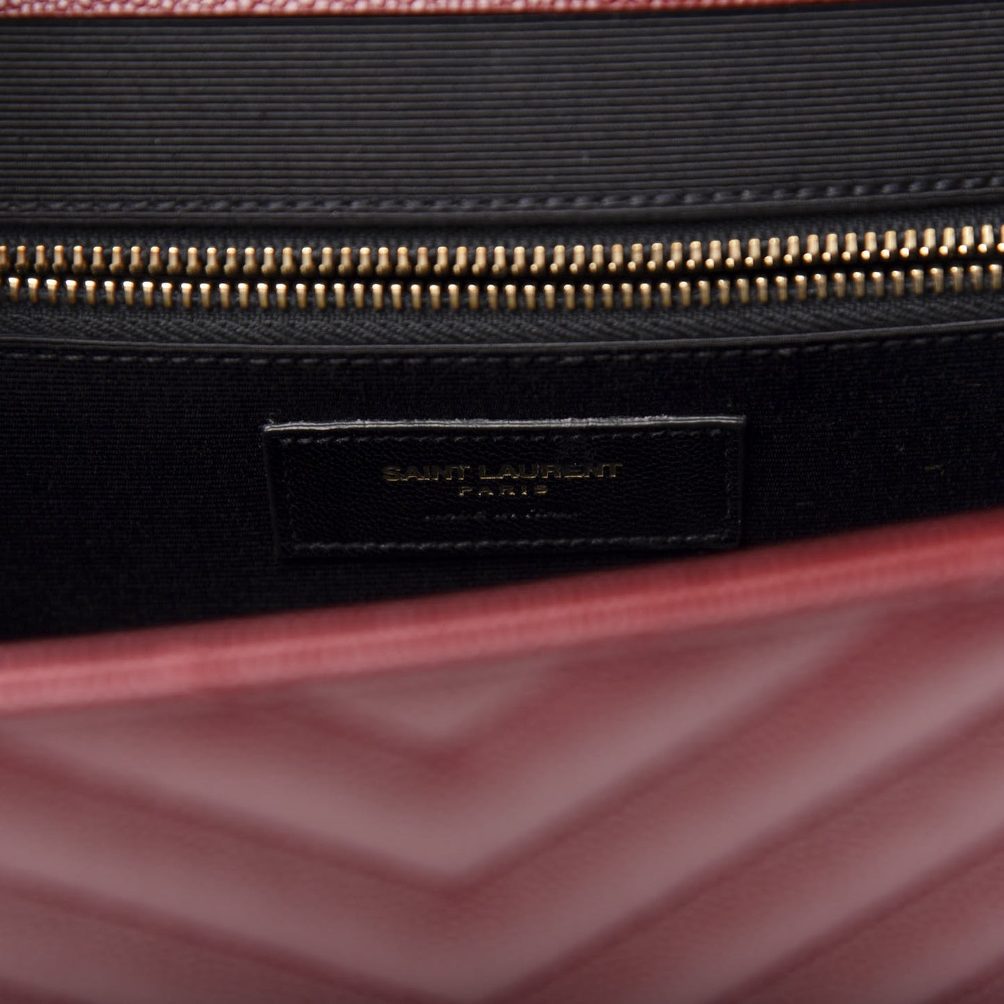 Grain De Poudre Matelasse Chevron Large Monogram Satchel Oxblood