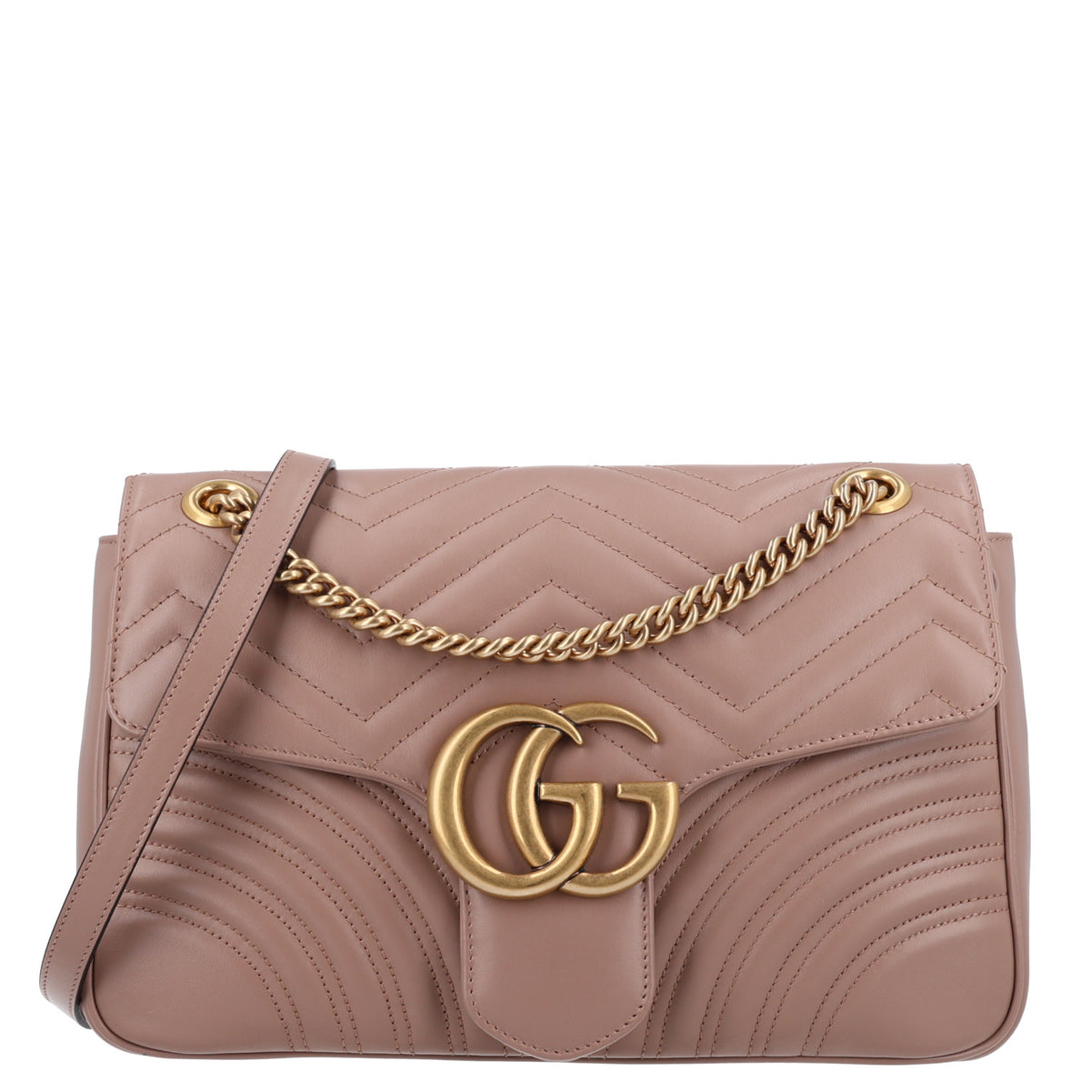 Gucci Calfskin Matelasse Medium GG Marmont Shoulder Bag Porcelain Rose 2 of 19