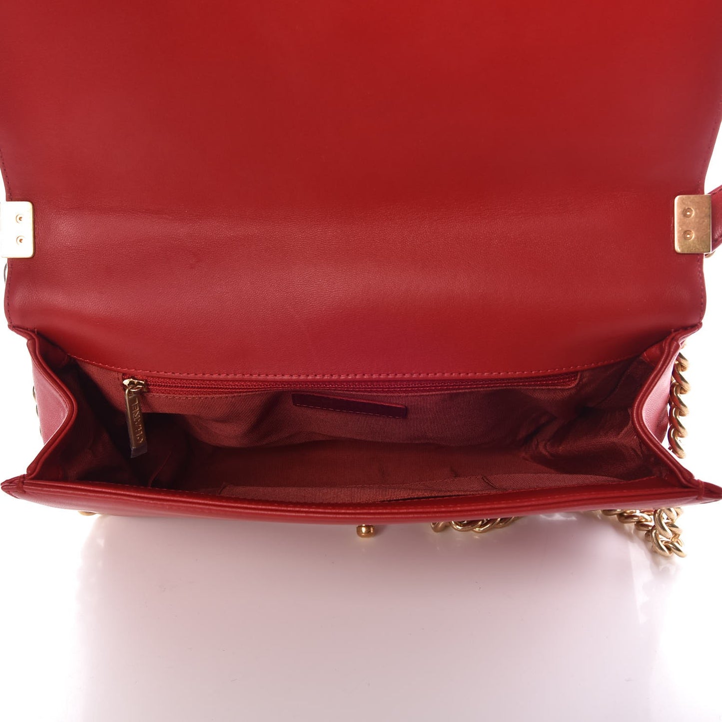 Lambskin Quilted New Medium Boy Flap Red