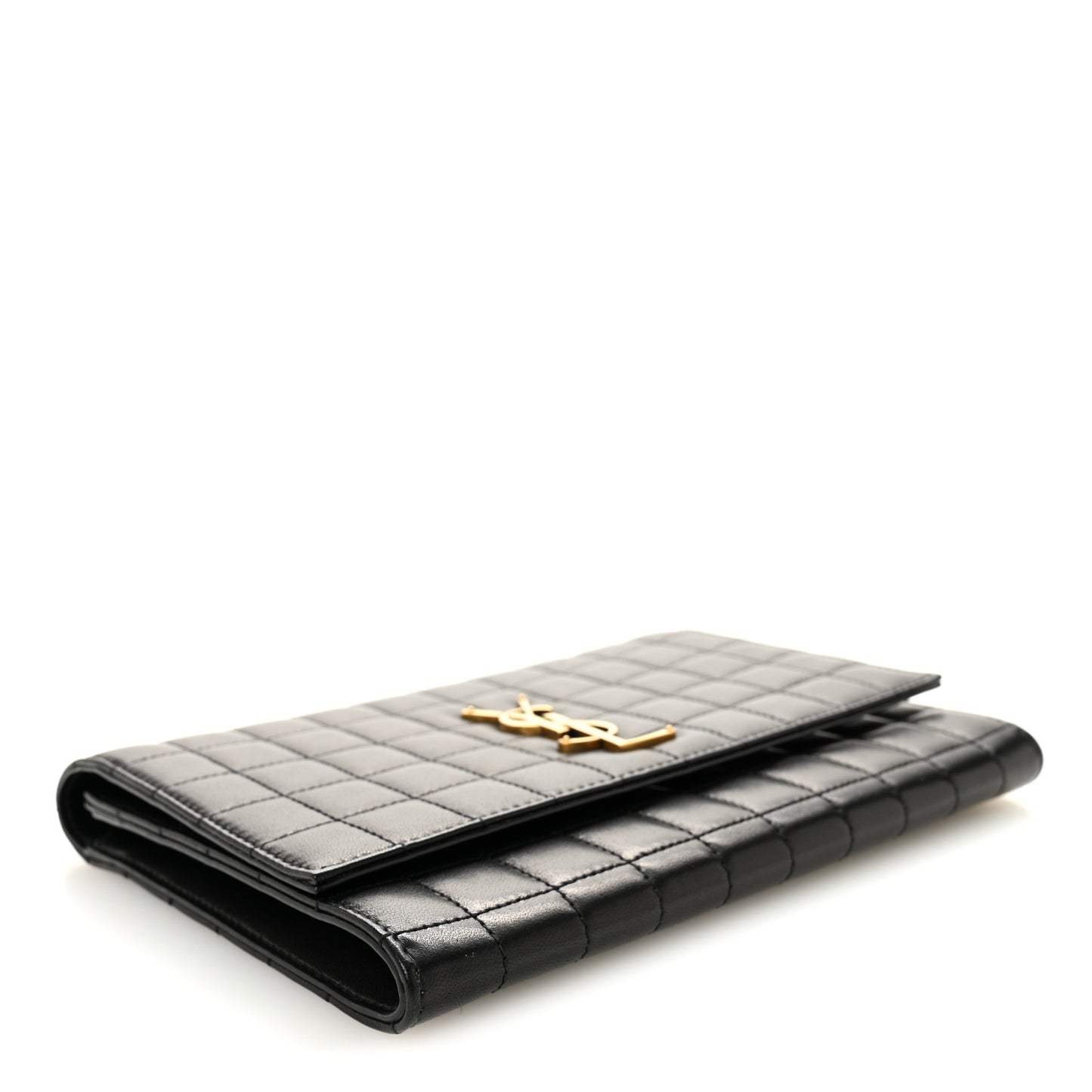 Lambskin Carre Quilted Cassandre Pouch Clutch Black
