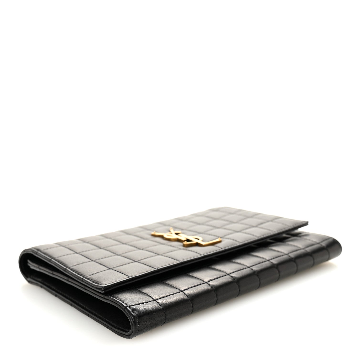 Saint Laurent Lambskin Carre Quilted Cassandre Pouch Clutch Black 4 of 7