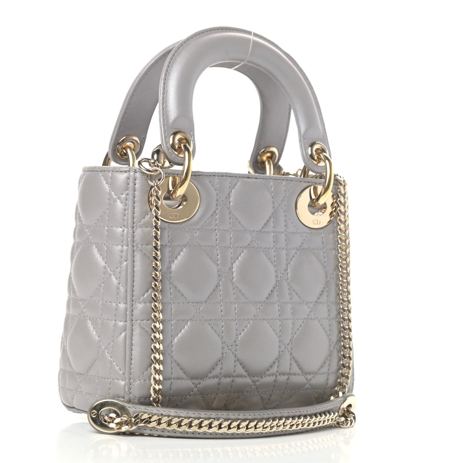 Christian Dior Metallic Lambskin Cannage Mini Lady Dior Grey 2 of 4