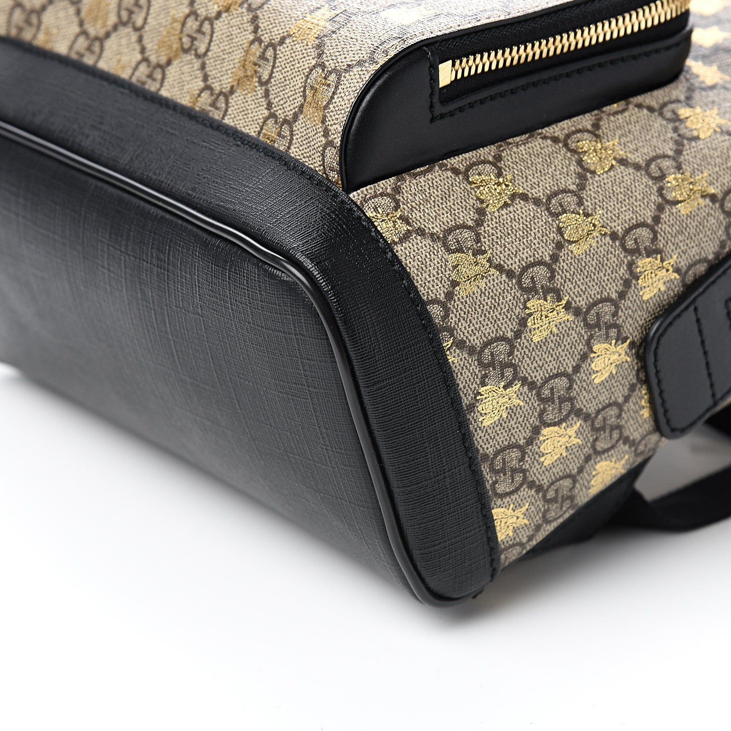 Gucci GG Supreme Monogram Bees Print Small Day Backpack Beige Oro Black 8 of 9