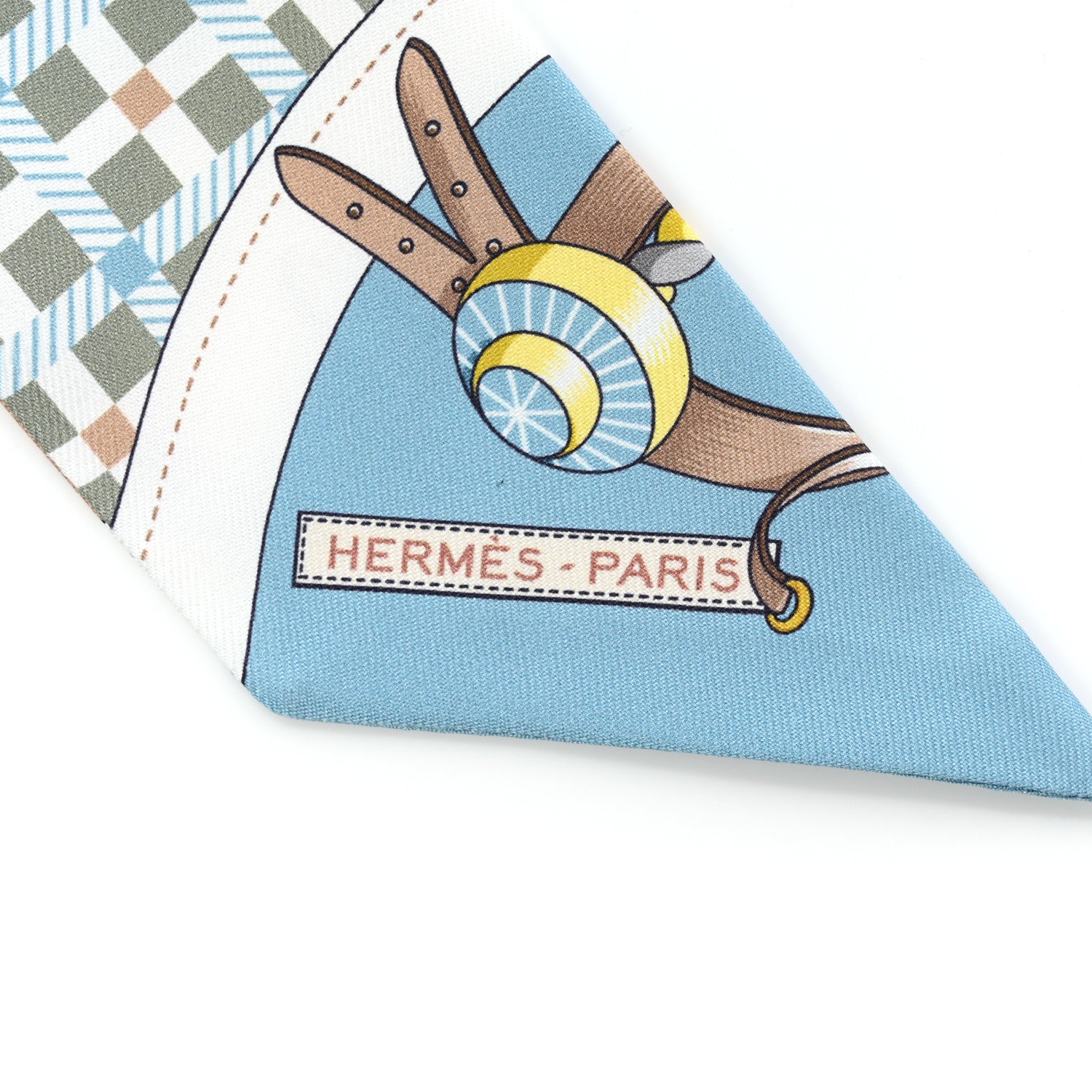 Hermes Silk Les Voitures A Transformation Twilly Vert Amanda Bleu 2 of 4