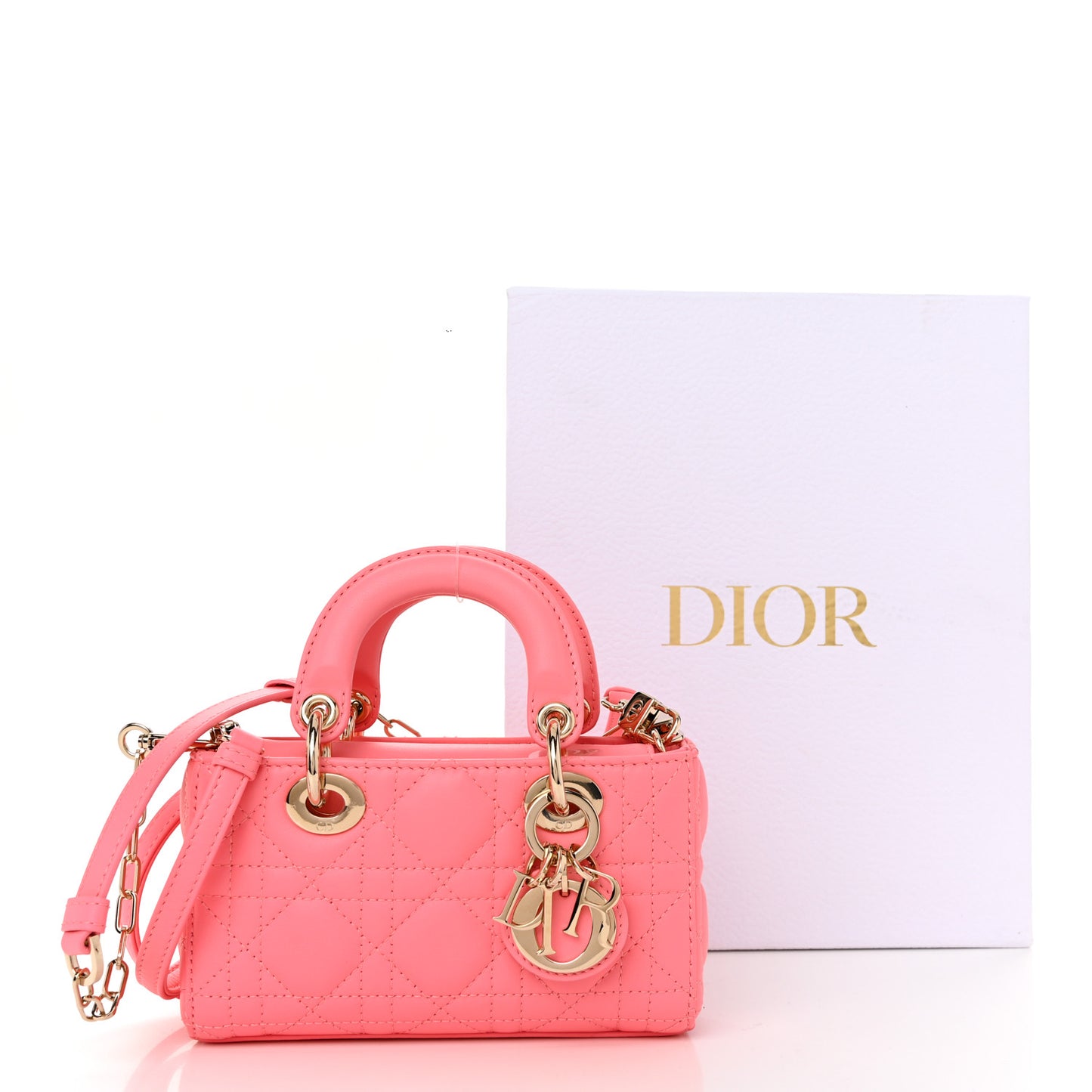 Lambskin Cannage Micro Lady D-Joy Pink