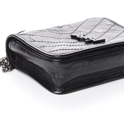 Saint Laurent Crinkled Calfskin Matelasse Monogram Niki Chain Wallet Black 7 of 8