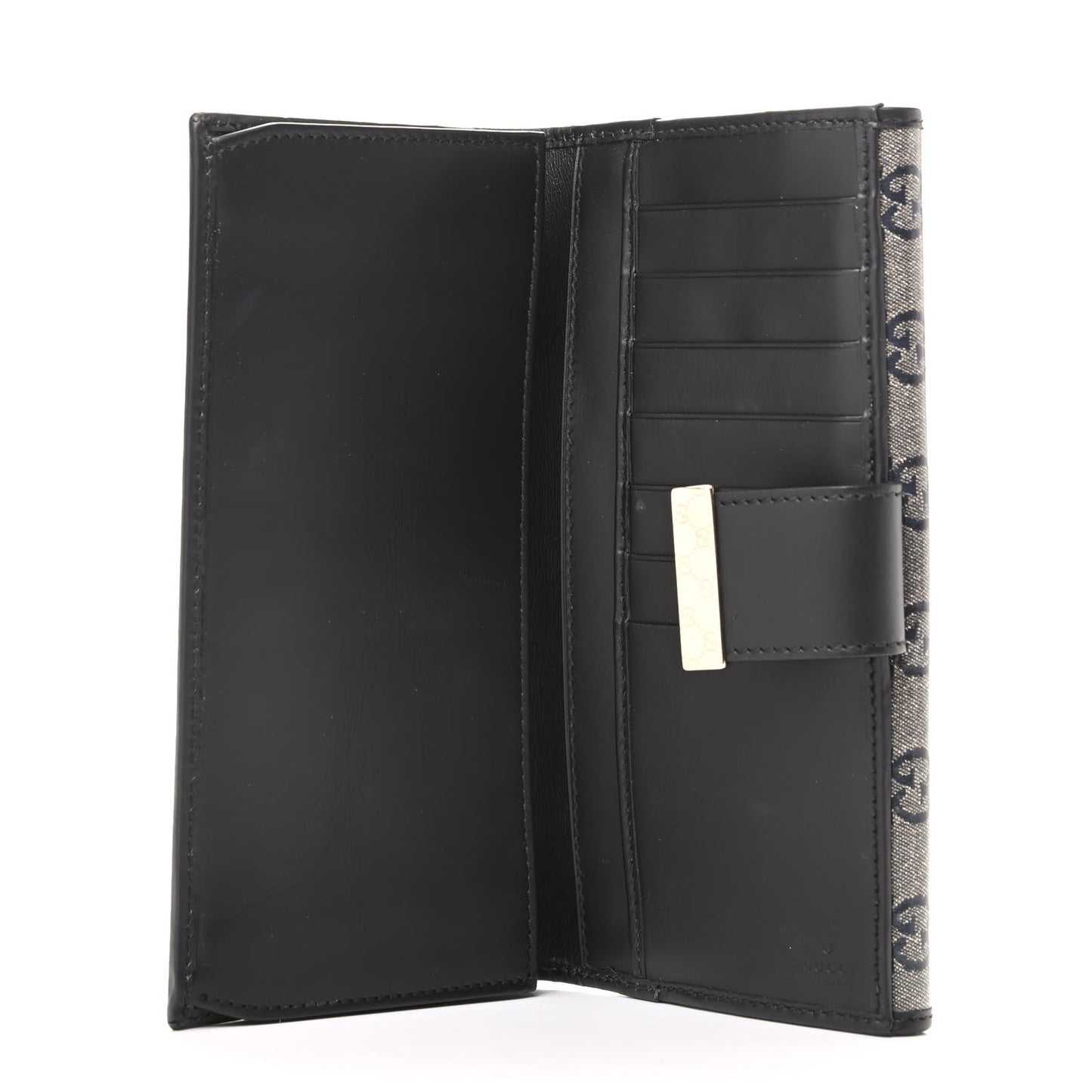 Crystal Monogram Icon Bar Continental Flap Wallet Dark Blue