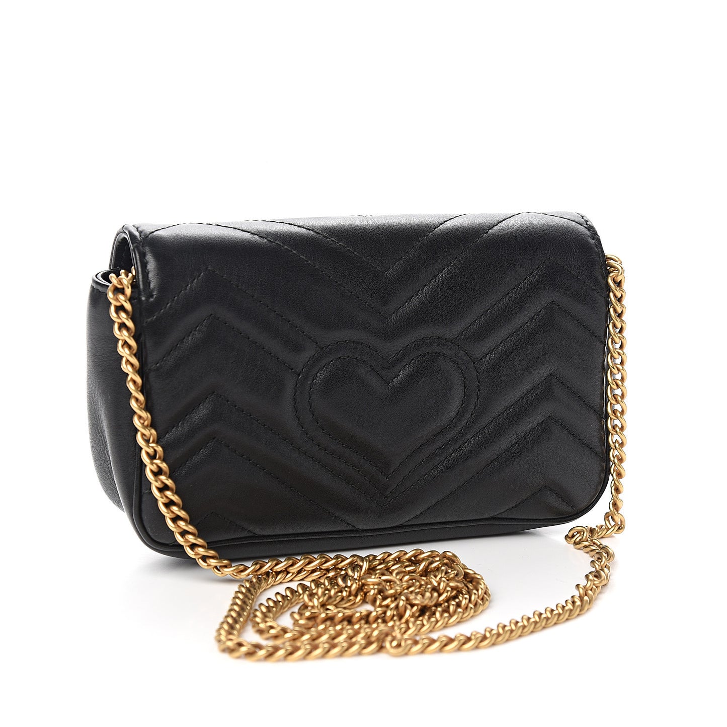 Calfskin Matelasse Super Mini GG Marmont Shoulder Bag Black